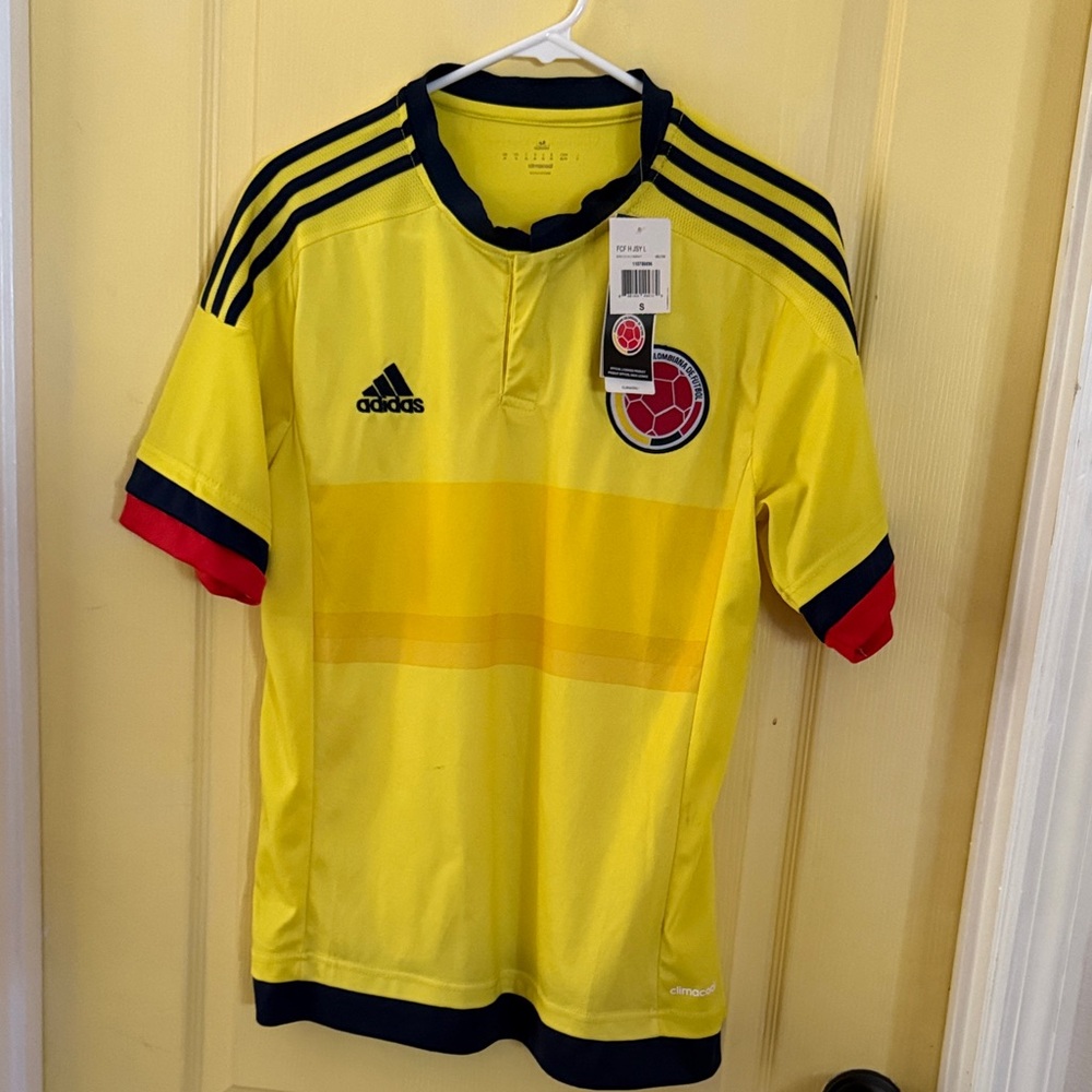 adidas Yellow Colombia National Team Jersey with Navy & Red Trim
